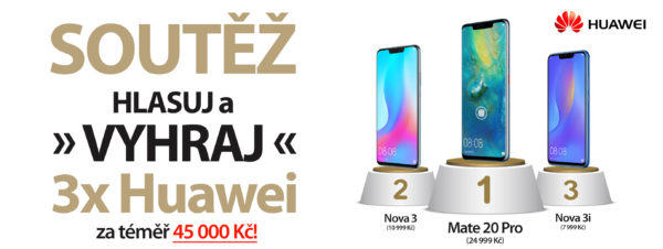 Hlasuj a vyhraj 3x Huawei