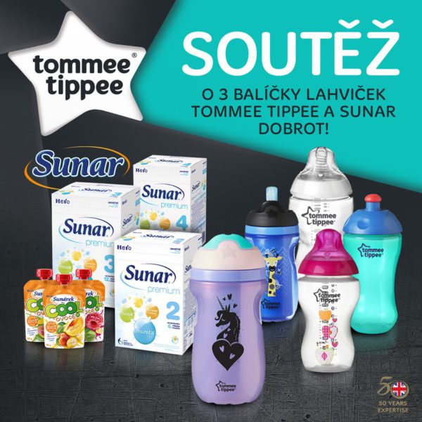 Soutěž o 3 balíčky lahviček Tommee Tippee a k tomu dobroty Sunar