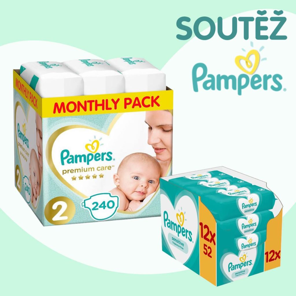 Soutěž o měsíční balení Pampers Premium Care a velké Wipes